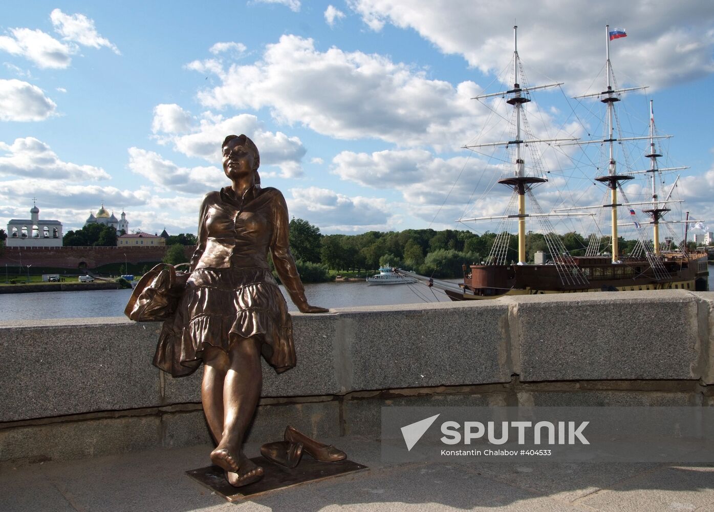 Sculpture "Girl Without Sandals" in Veliky Novgorod