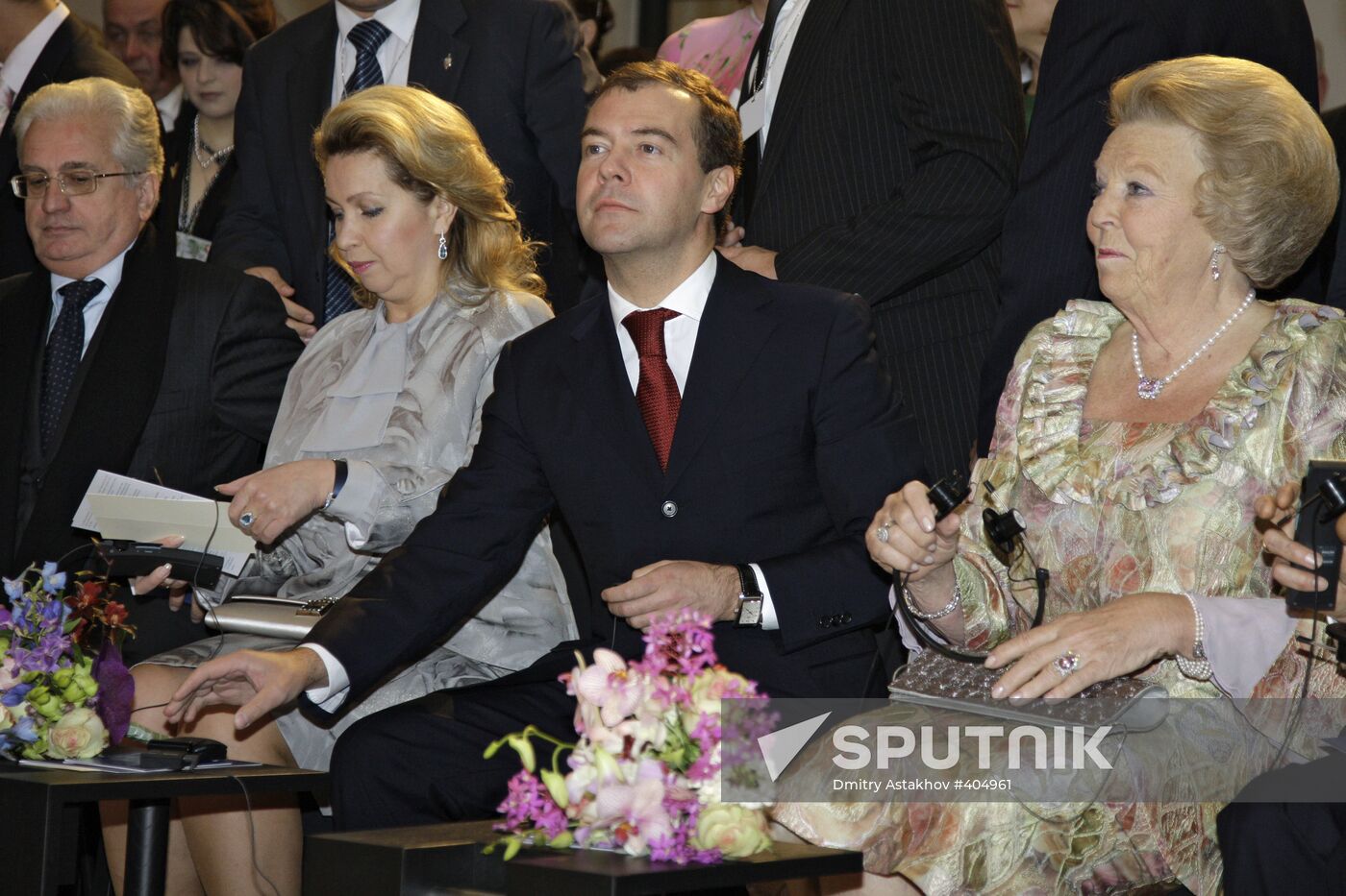 Dmitry Medvedev and his wife at Hermitage on the Amstel