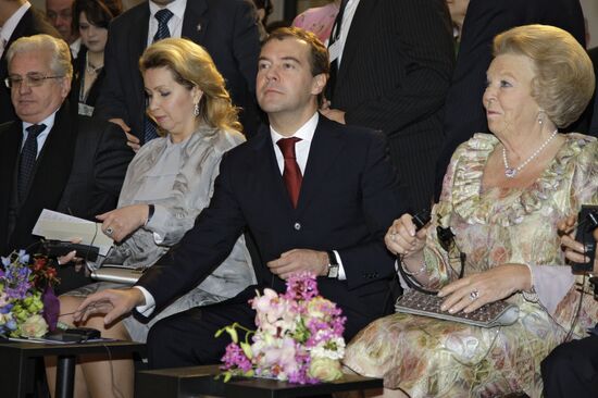 Dmitry Medvedev and his wife at Hermitage on the Amstel