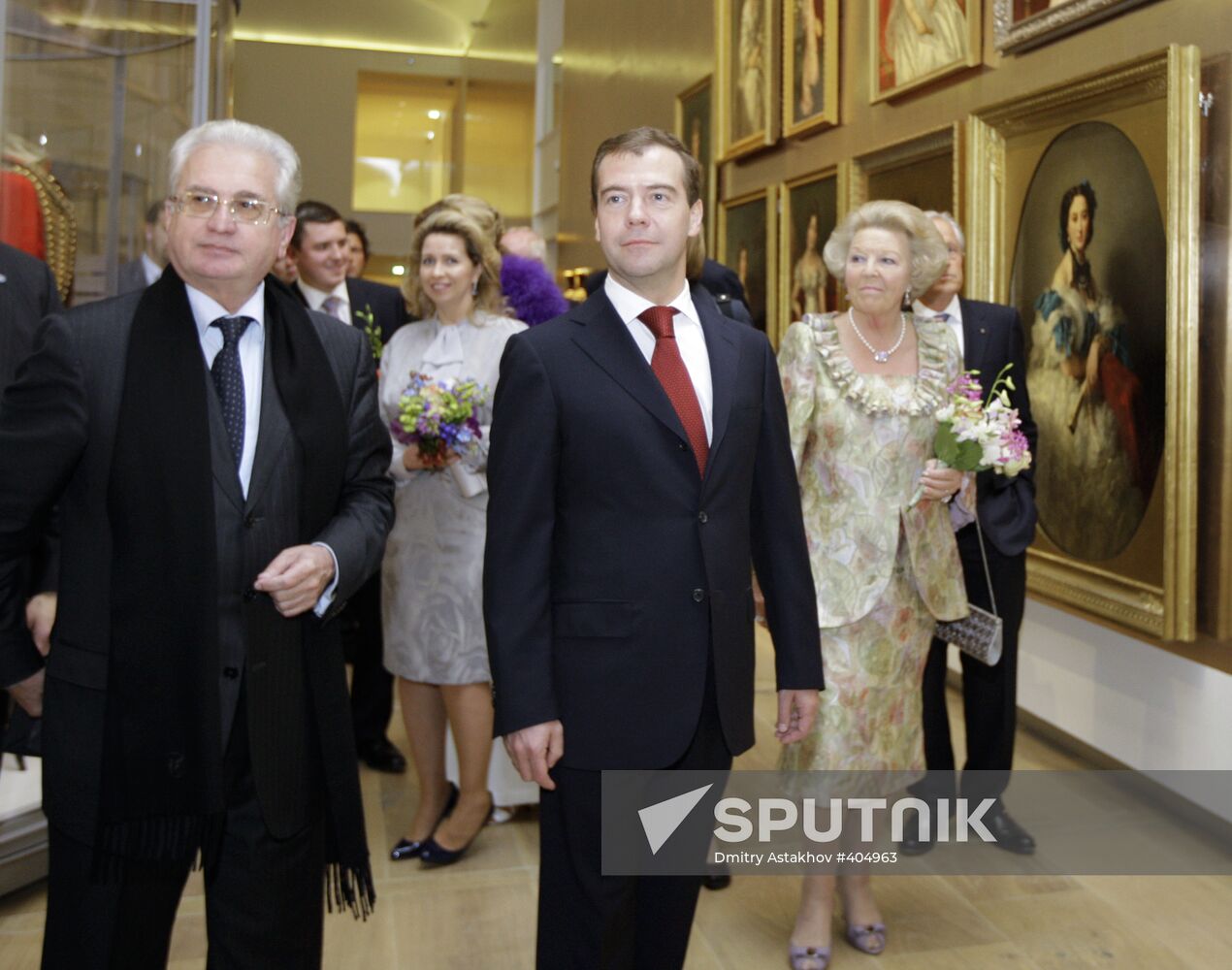 Dmitry Medvedev and his wife at Hermitage on the Amstel