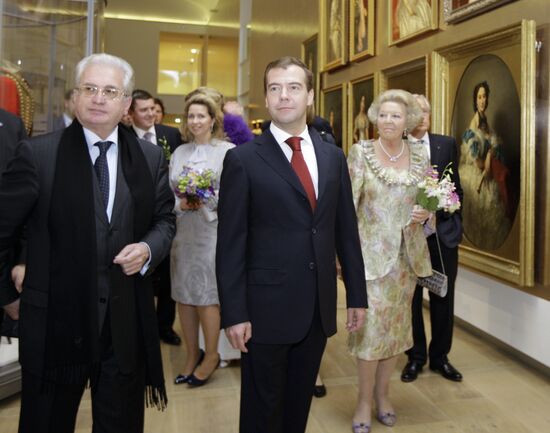 Dmitry Medvedev and his wife at Hermitage on the Amstel