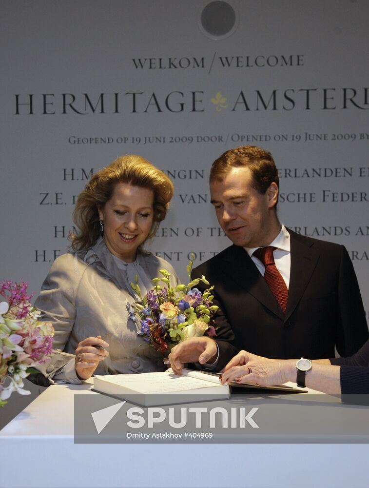 Dmitry Medvedev and his wife at Hermitage on the Amstel