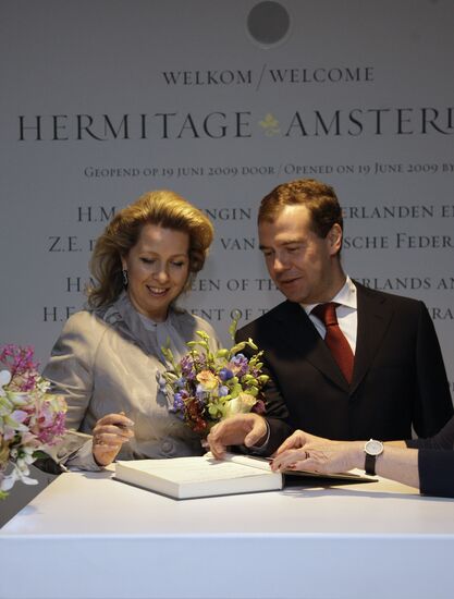 Dmitry Medvedev and his wife at Hermitage on the Amstel