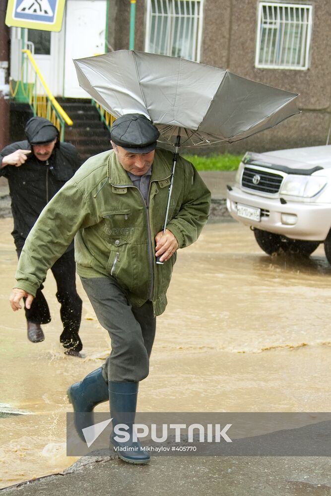 Powerful cyclone hits Sakhalin Island
