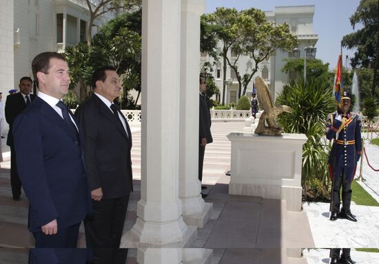 Russian President Dmitry Medvedev visits Egypt