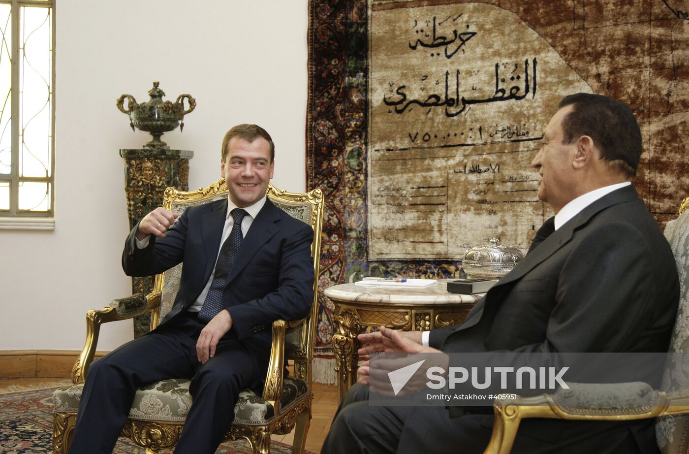 Russian President Dmitry Medvedev visits Egypt