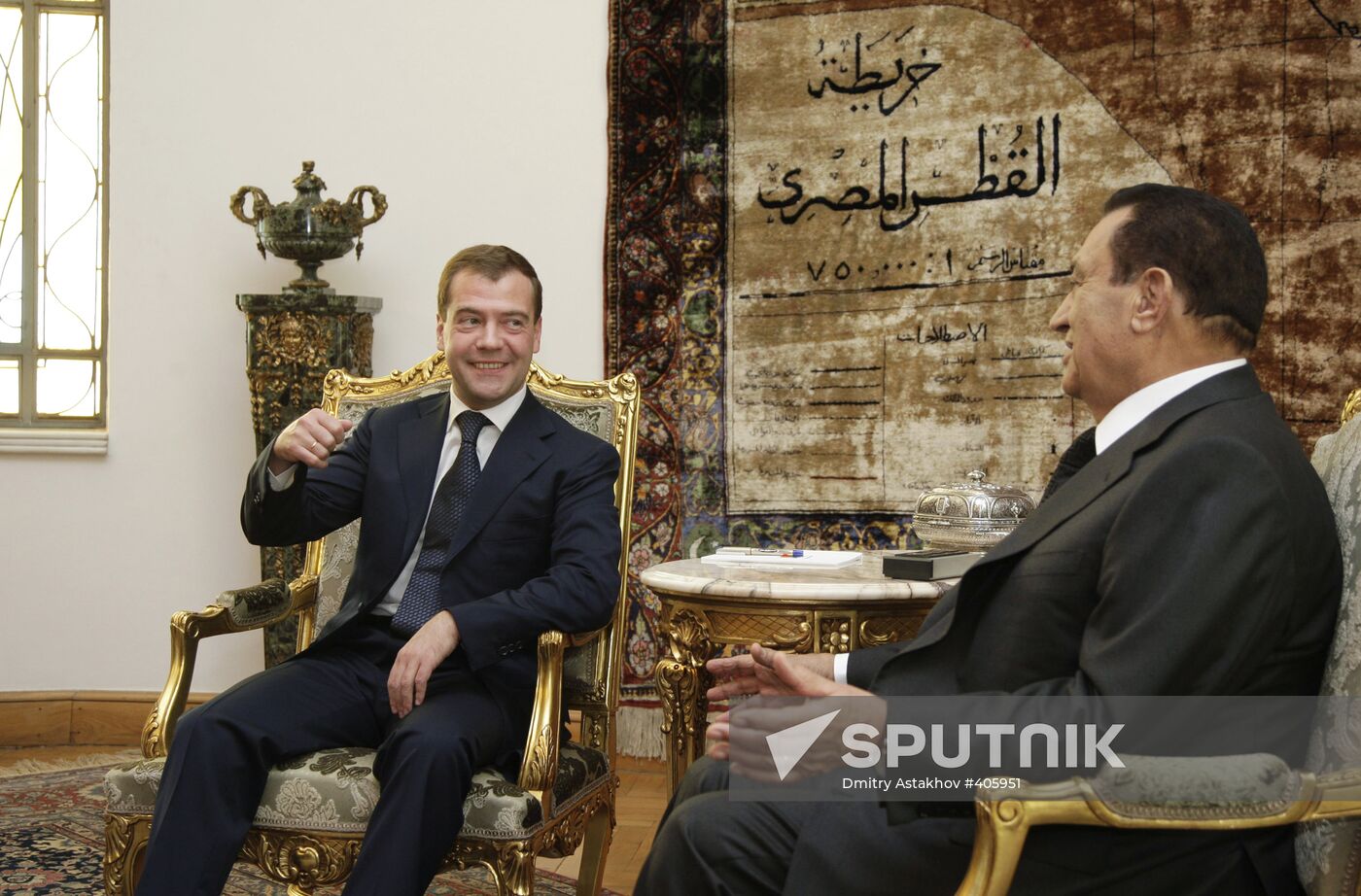 Russian President Dmitry Medvedev visits Egypt