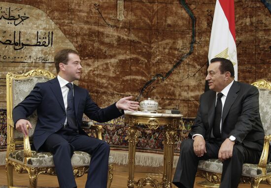 Russian President Dmitry Medvedev visits Egypt