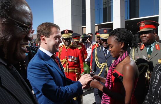 Russian President Dmitry Medvedev pays official visit to Namibia
