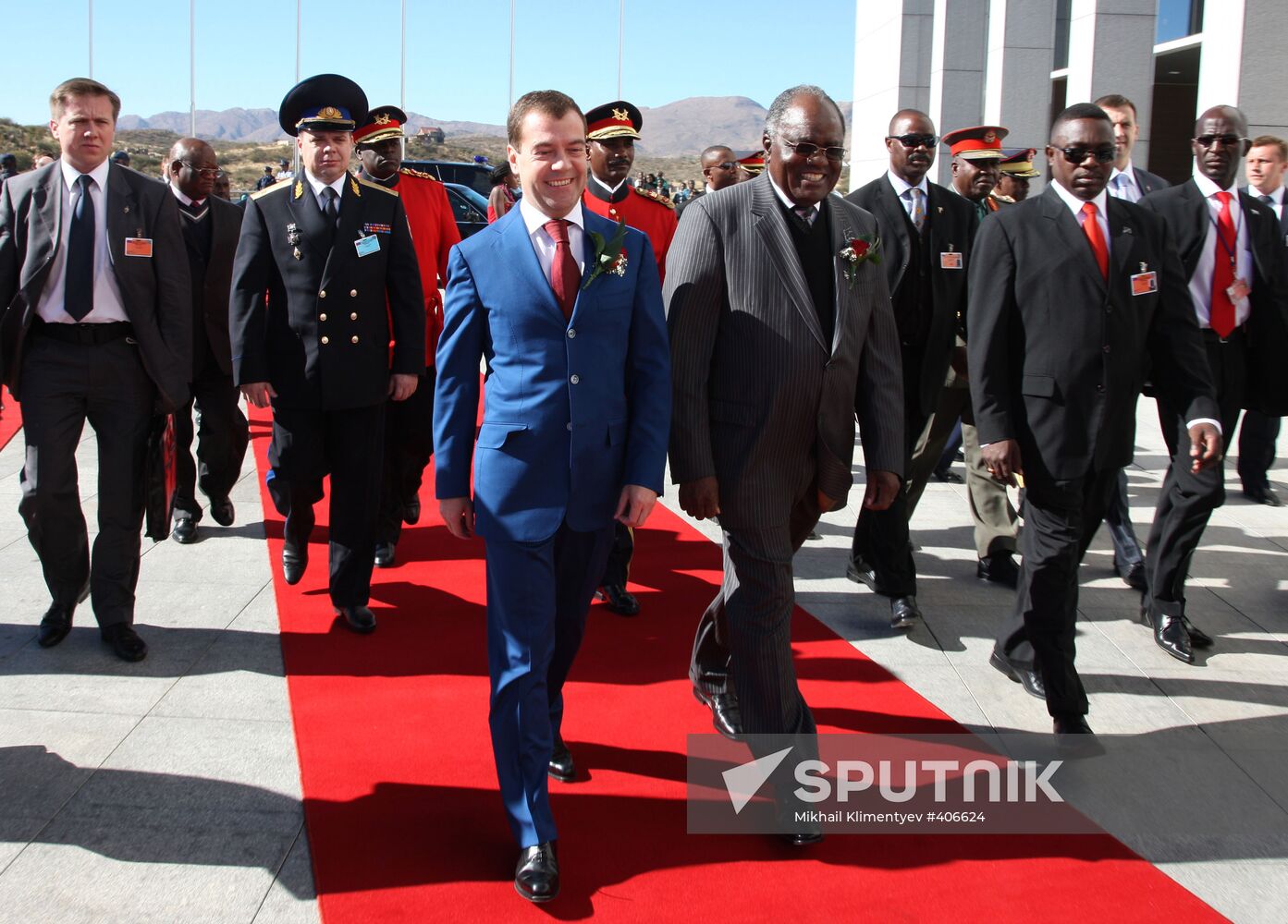 Russian President Dmitry Medvedev pays official visit to Namibia