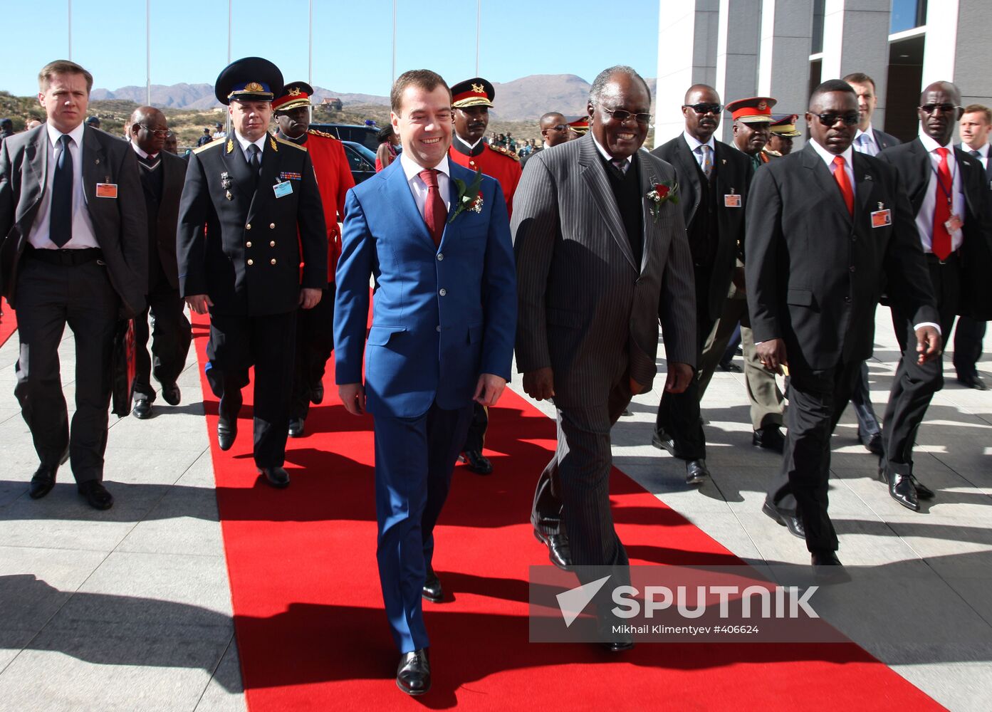 Russian President Dmitry Medvedev pays official visit to Namibia