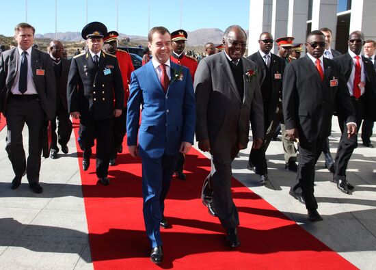 Russian President Dmitry Medvedev pays official visit to Namibia