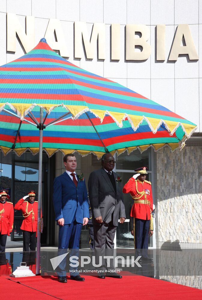 Russian President Dmitry Medvedev pays official visit to Namibia