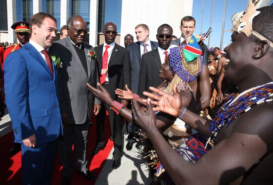 Russian President Dmitry Medvedev pays official visit to Namibia