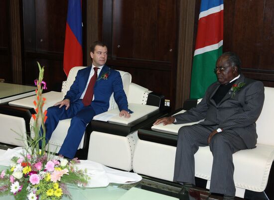 Russian President Dmitry Medvedev pays official visit to Namibia
