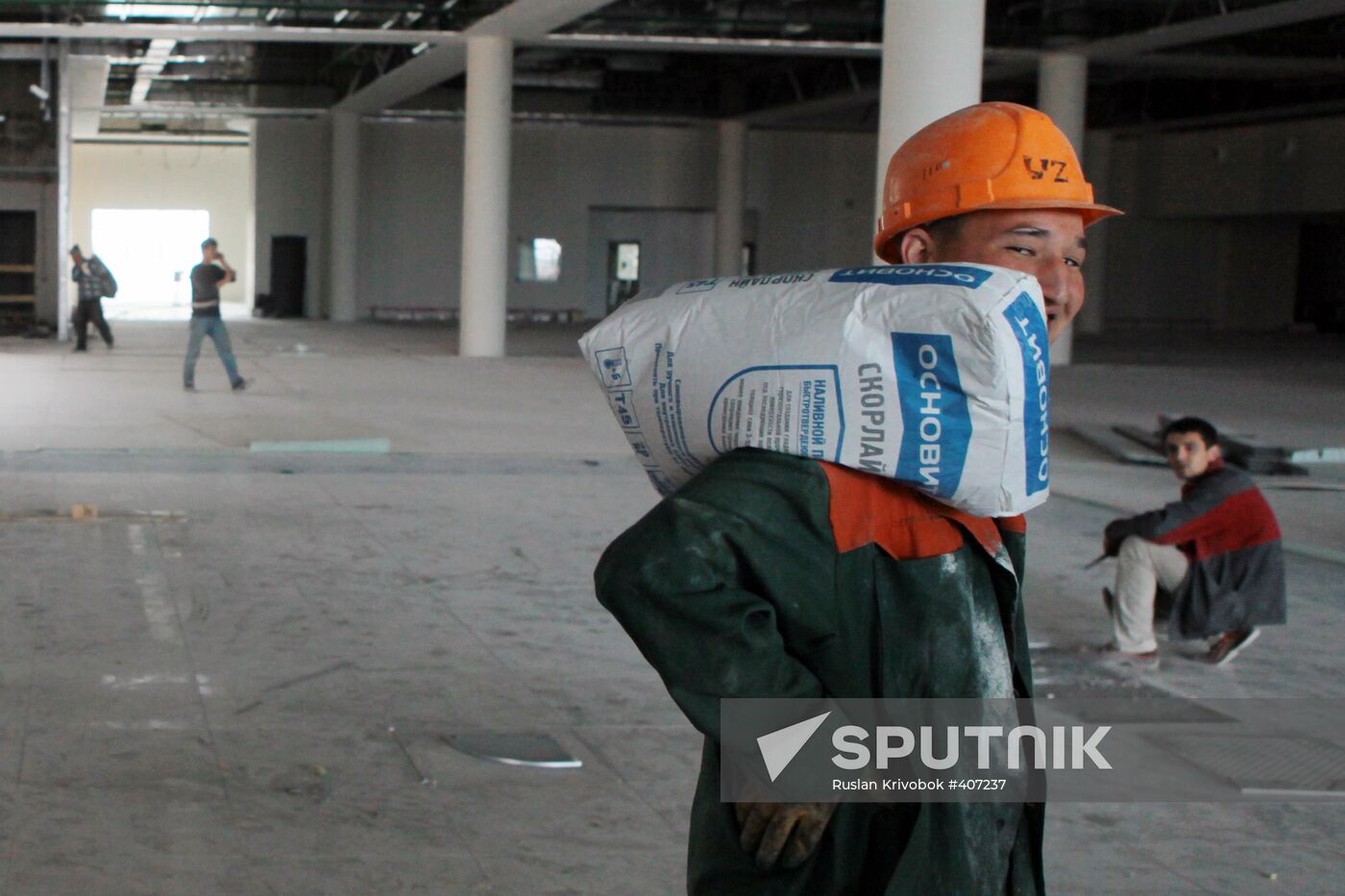 Builders perform finish work at Sheremetyevo's Terminal E