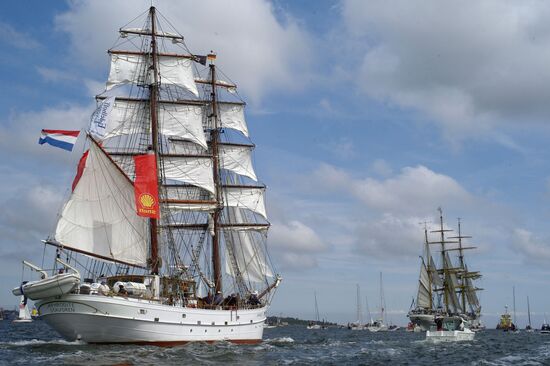 Tall Ships Parade at Kiel Week annual sailing event