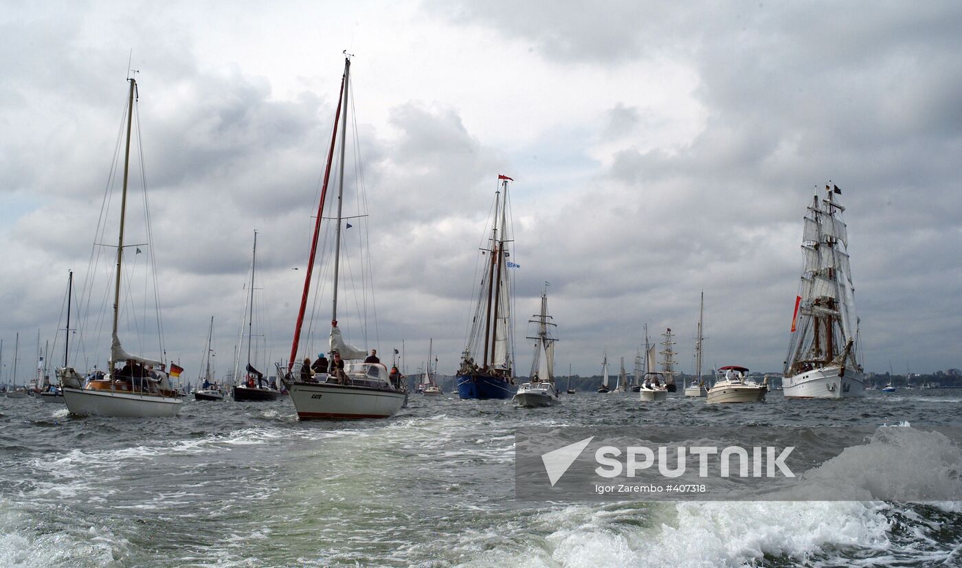 Tall Ships Parade at Kiel Week annual sailing event