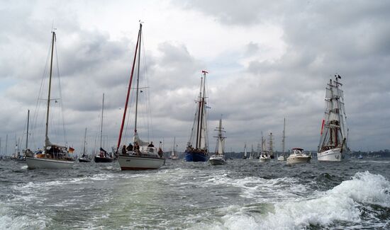 Tall Ships Parade at Kiel Week annual sailing event