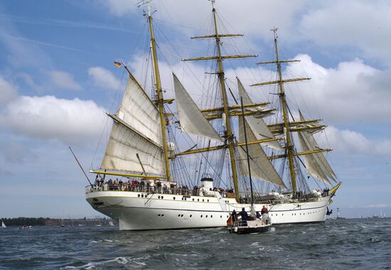 Tall Ships Parade at Kiel Week annual sailing event