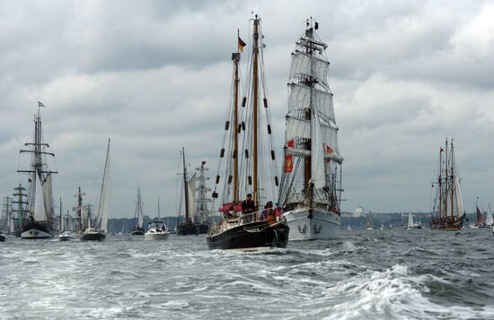 Tall Ships Parade at Kiel Week annual sailing event