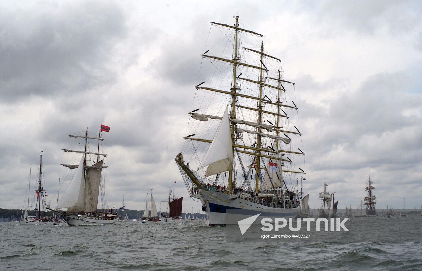 Tall Ships Parade at Kiel Week annual sailing event