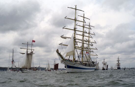 Tall Ships Parade at Kiel Week annual sailing event