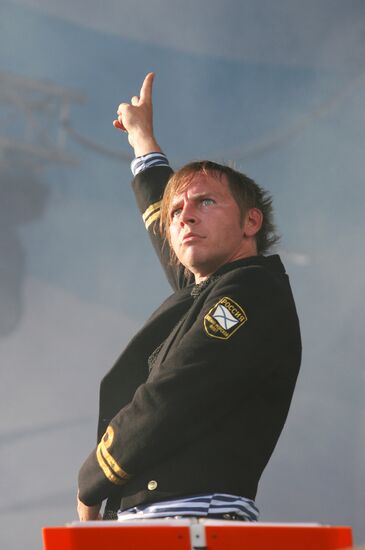 Mumiy Troll lead singer Ilya Lagutenko performing on stage