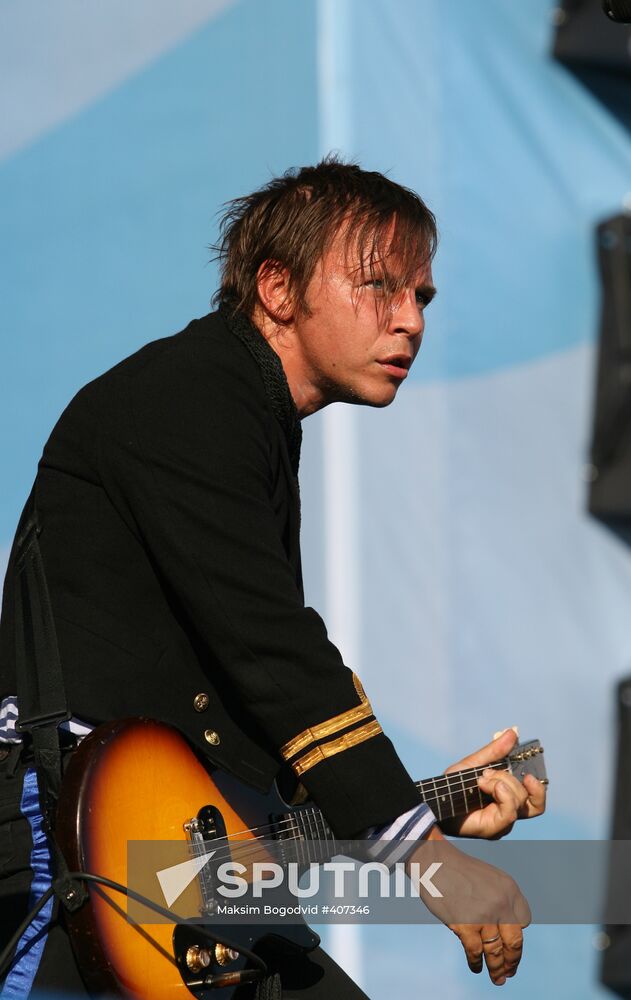 Mumiy Troll lead singer Ilya Lagutenko performs on stage