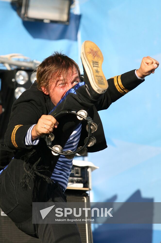 Mumiy Troll lead singer Ilya Lagutenko performing on stage