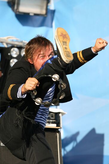Mumiy Troll lead singer Ilya Lagutenko performing on stage