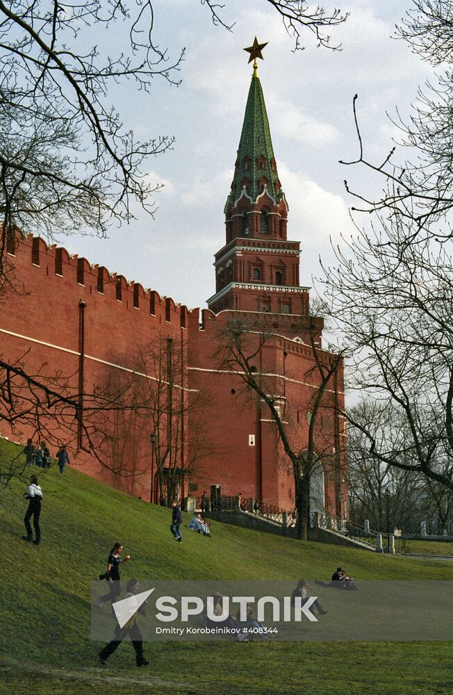 Near the Moscow Kremlin Wall in spring