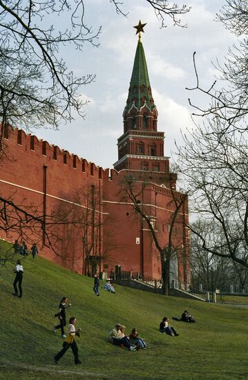 Near the Moscow Kremlin Wall in spring