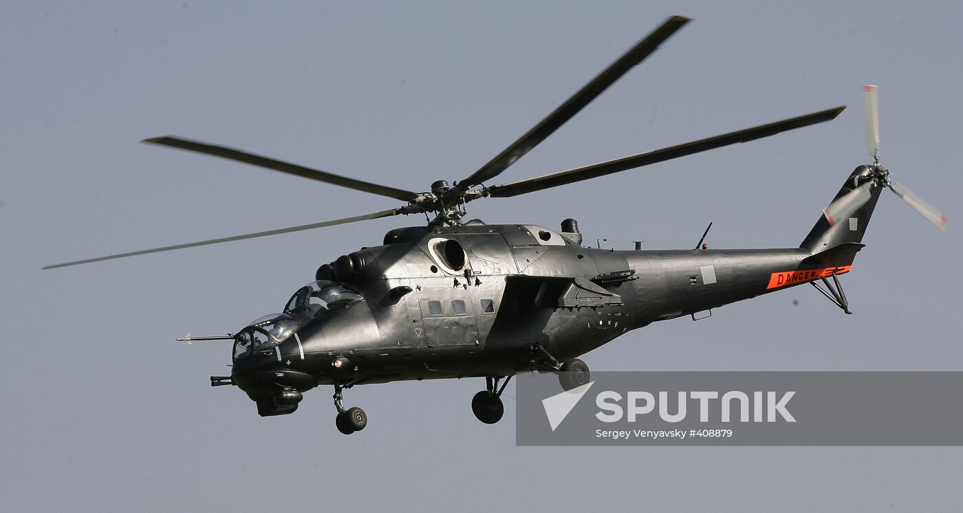 A Mil Mi-35-M Hind helicopter gunship