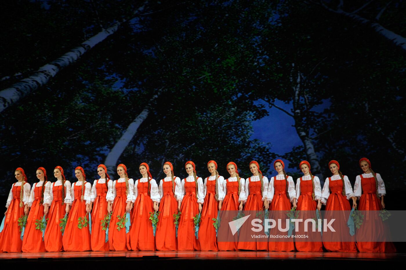 Beryozka folklore dance ensemble performing on stage