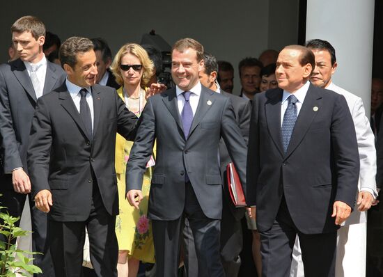 Dmitry Medvedev attends 2009 G8 summit