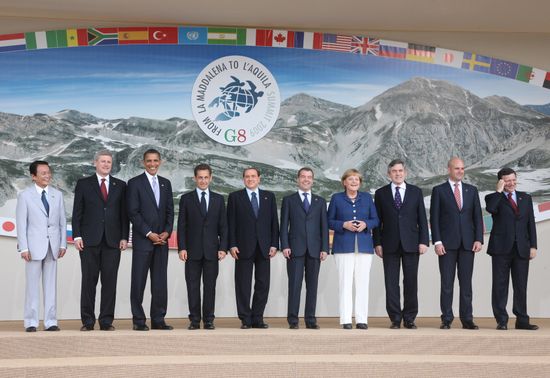 Dmitry Medvedev attends 2009 G8 summit