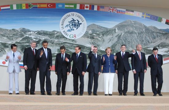 Dmitry Medvedev attends 2009 G8 summit