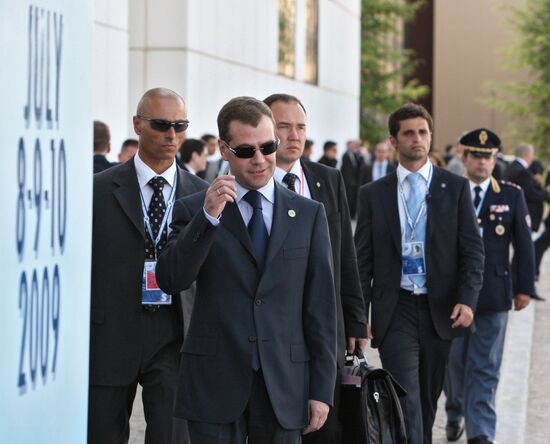 Dmitry Medvedev attends 2009 G8 summit