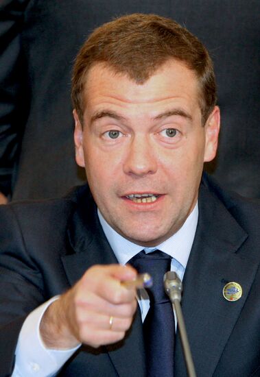 Dmitry Medvedev attends 2009 G8 summit