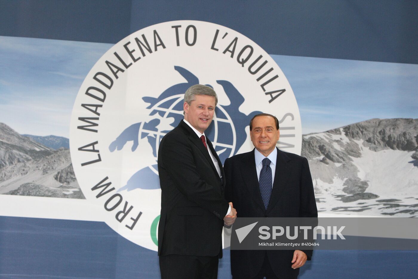 Stephen Harper, Silvio Berlusconi attend 2009 G8 summit