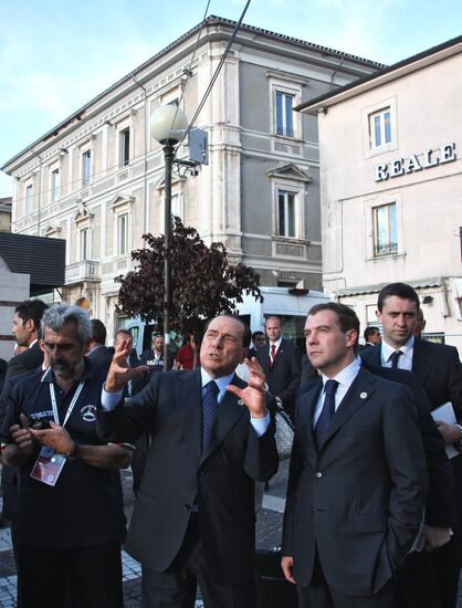 Dmitry Medvedev goes sightseeing in L'Aquila, Italy