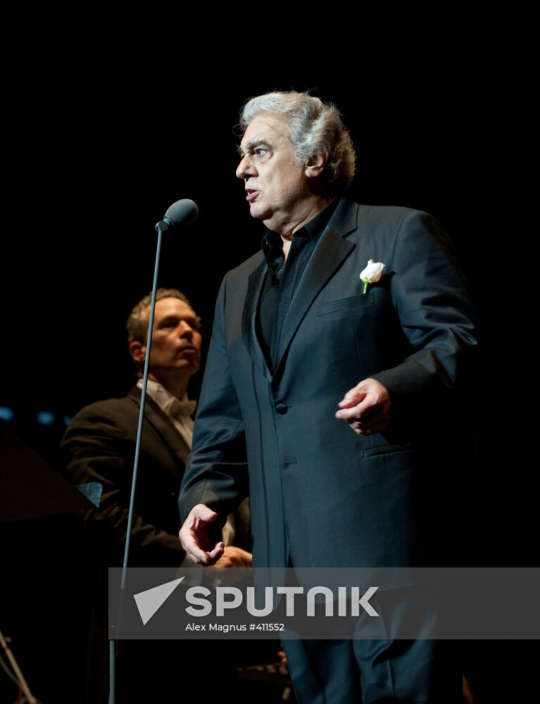 Spanish tenor Plácido Domingo performs live in Russia
