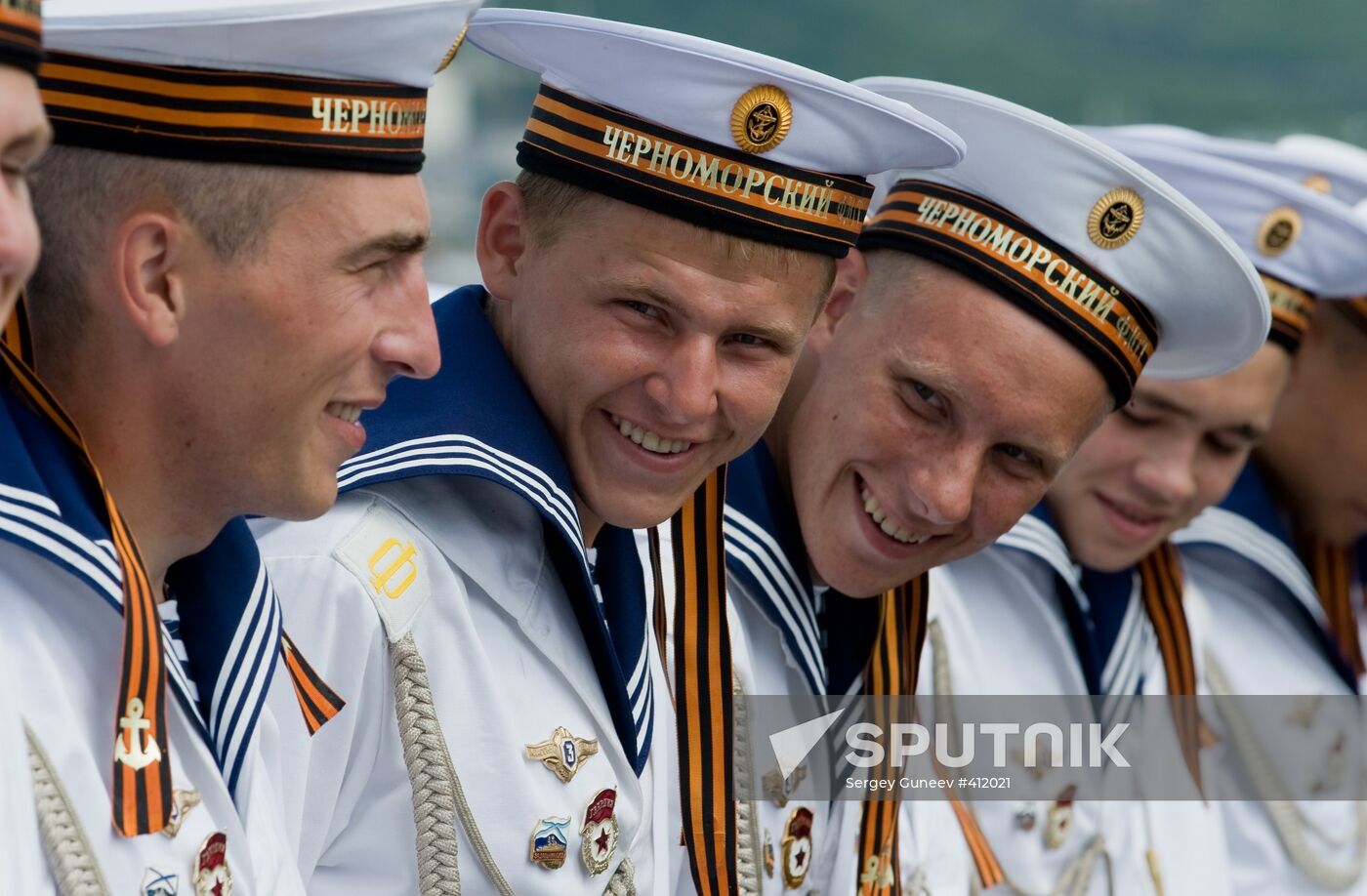 The sailors of the guided-missile cruiser Moskva