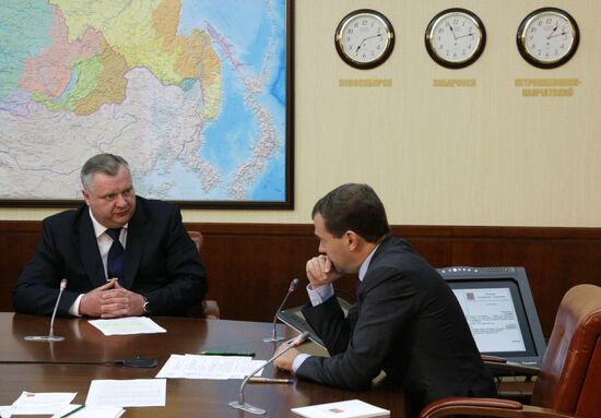 Russian President Dmitry Medvedev meets with citizens