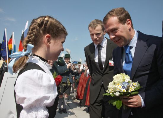 Russian President Dmitry Medvedev arriving in Munich