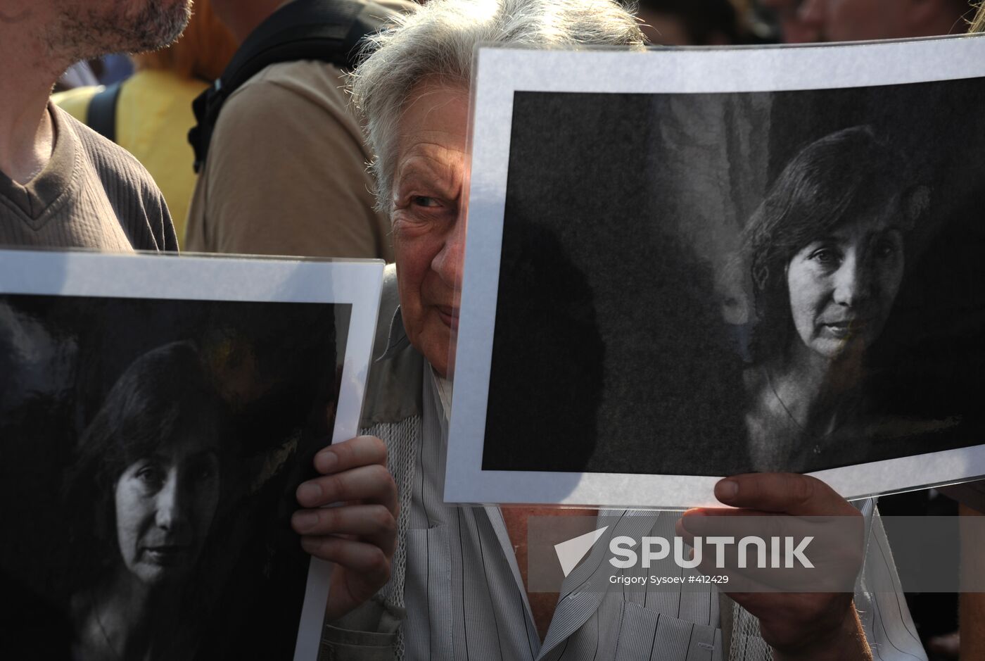 Rally in memory of murdered human rights activist Estemirova