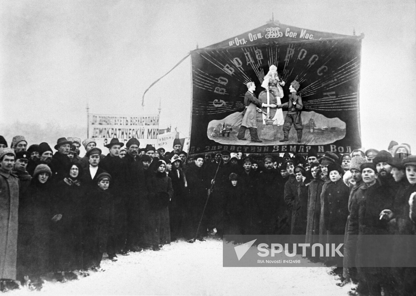 Demonstrating for peace in Petrograd, February 1917