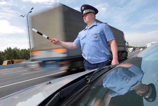 Traffic police at work