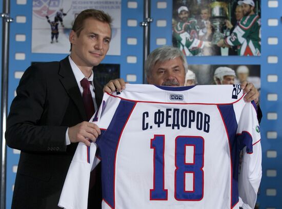 Press conference with hockey-player Sergei Fyodorov